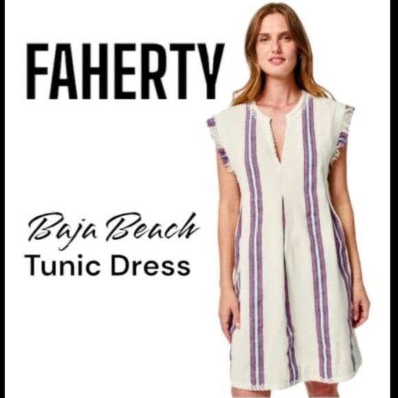 Faherty boho coastal Lagenlook Baja Beach Tunic Dress Size Small new - Picture 2 of 14